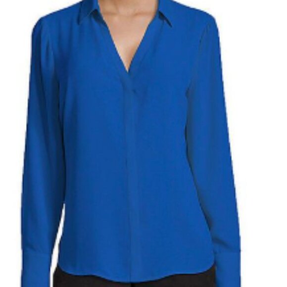 Worthington Tops - Worthington Blue Long Sleeve Blouse Button Front Polyester Size XL NWOT